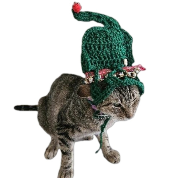 Hand Crafted Christmas Pet Hat Handmade Knit Hat Cats Dogs Puppies Small Pets - Picture 3 of 16